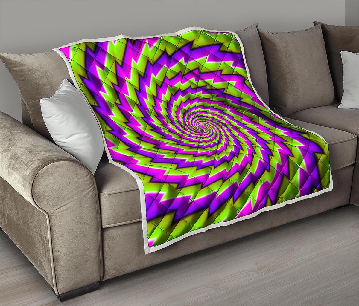 Green Twisted Moving Optical Illusion Quilt