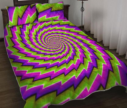 Green Twisted Moving Optical Illusion Quilt Bed Set