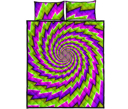 Green Twisted Moving Optical Illusion Quilt Bed Set