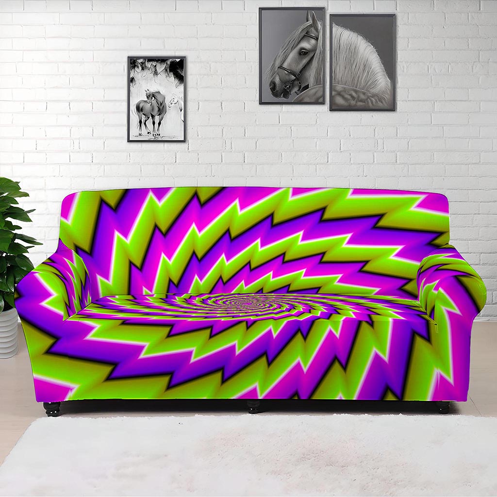 Green Twisted Moving Optical Illusion Sofa Cover