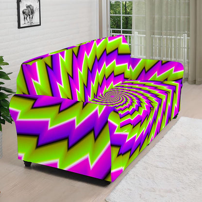 Green Twisted Moving Optical Illusion Sofa Cover