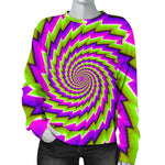 Green Twisted Moving Optical Illusion Women's Crewneck Sweatshirt GearFrost