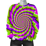 Green Twisted Moving Optical Illusion Women's Crewneck Sweatshirt GearFrost