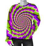 Green Twisted Moving Optical Illusion Women's Crewneck Sweatshirt GearFrost