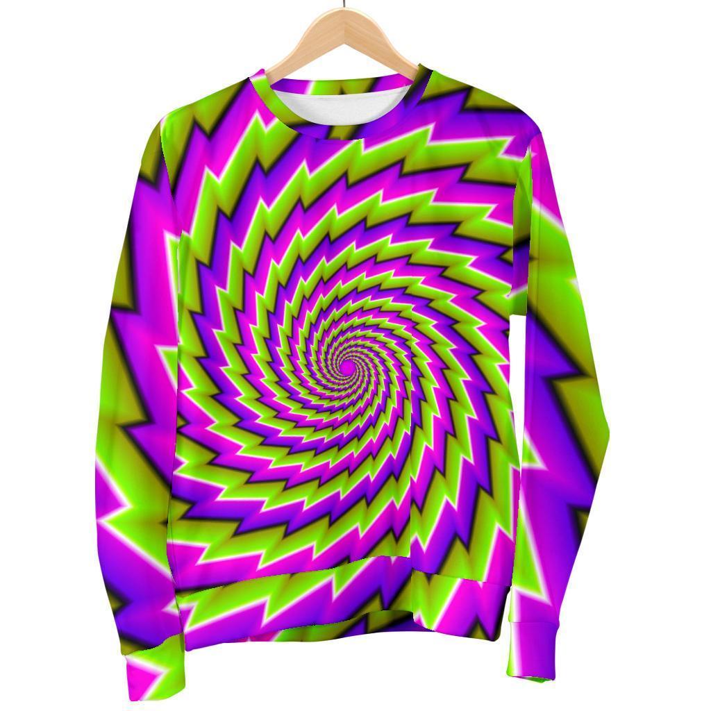 Green Twisted Moving Optical Illusion Women's Crewneck Sweatshirt GearFrost