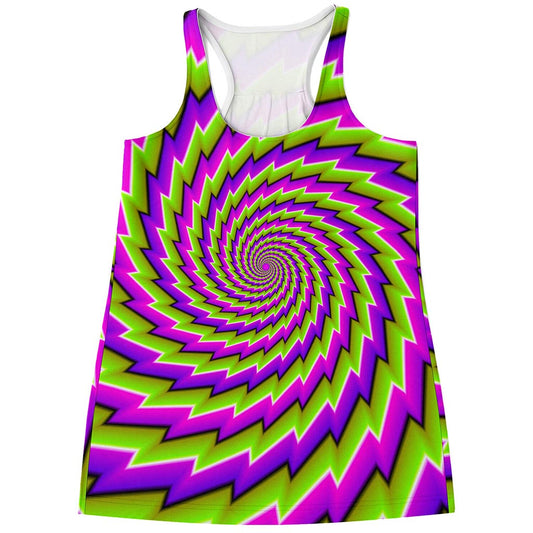 Green Twisted Moving Optical Illusion Women's Racerback Tank Top