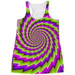 Green Twisted Moving Optical Illusion Women's Racerback Tank Top