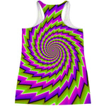 Green Twisted Moving Optical Illusion Women's Racerback Tank Top