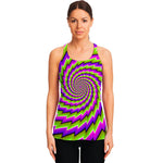 Green Twisted Moving Optical Illusion Women's Racerback Tank Top