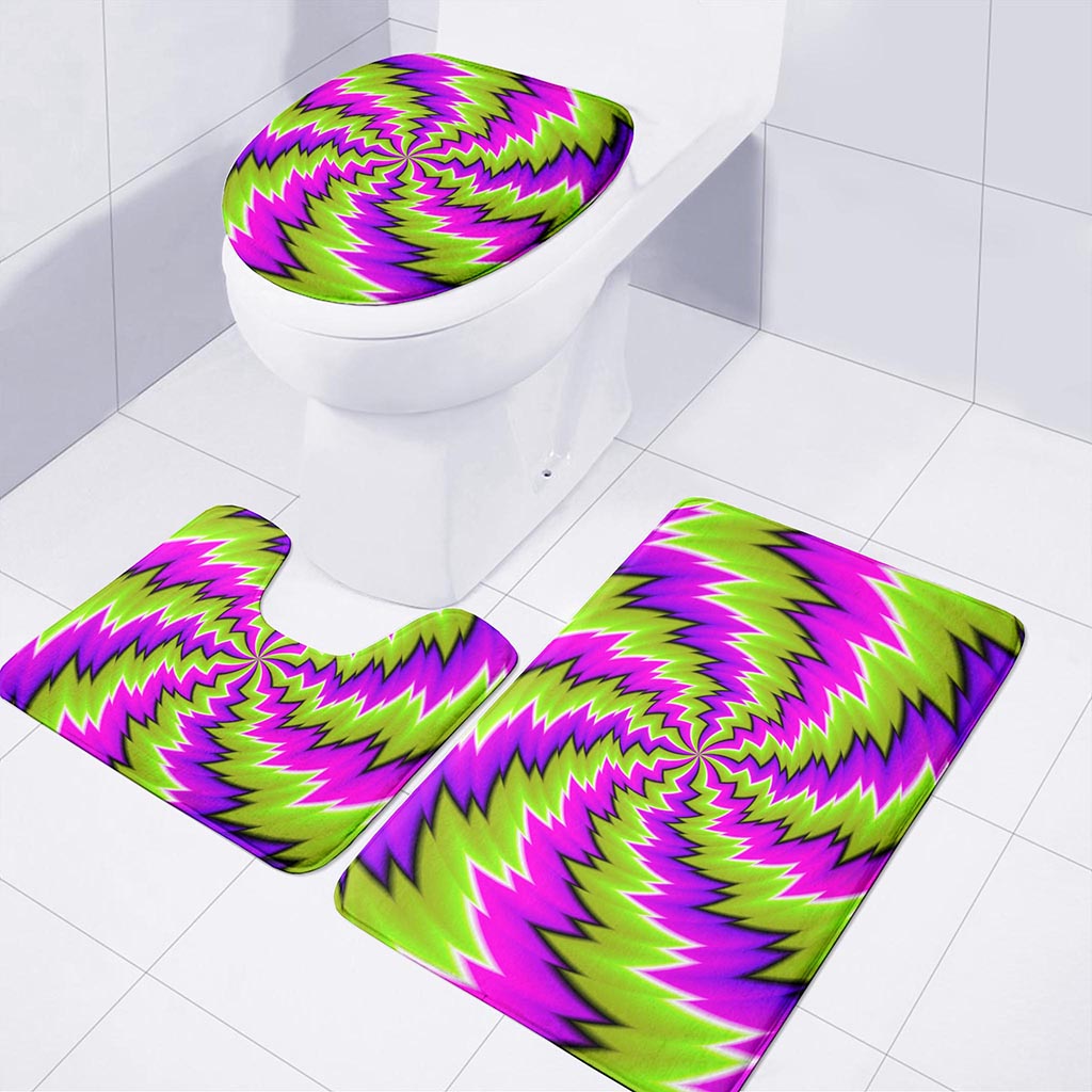 Green Vortex Moving Optical Illusion 3 Piece Bath Mat Set