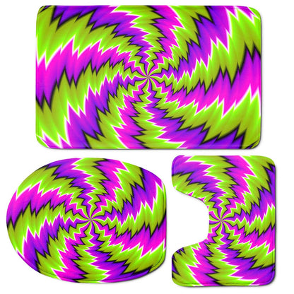 Green Vortex Moving Optical Illusion 3 Piece Bath Mat Set