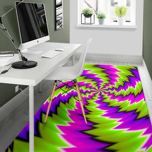 Green Vortex Moving Optical Illusion Area Rug GearFrost