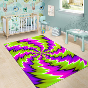 Green Vortex Moving Optical Illusion Area Rug GearFrost