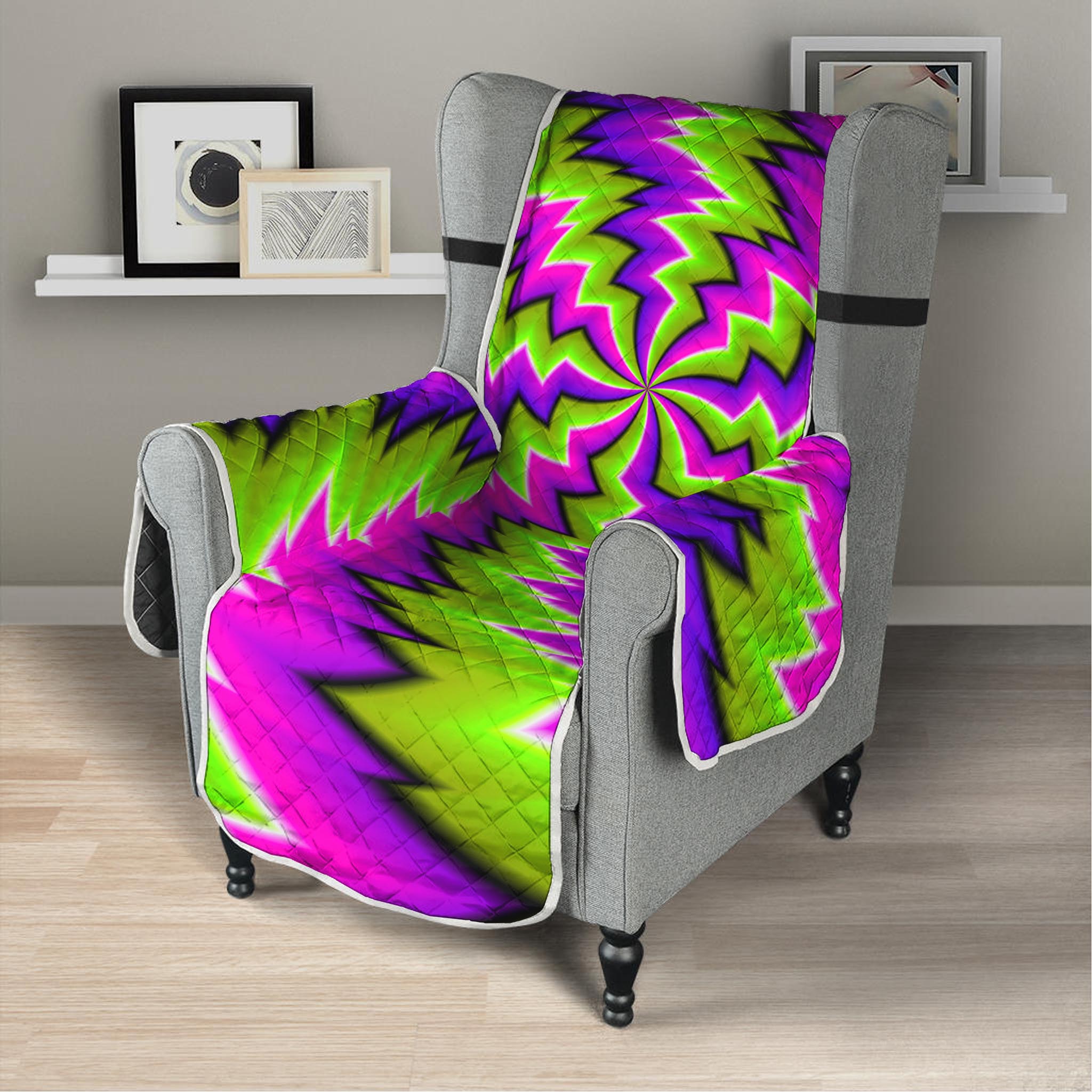 Green Vortex Moving Optical Illusion Armchair Protector