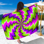 Green Vortex Moving Optical Illusion Beach Sarong Wrap