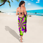 Green Vortex Moving Optical Illusion Beach Sarong Wrap