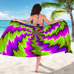Green Vortex Moving Optical Illusion Beach Sarong Wrap