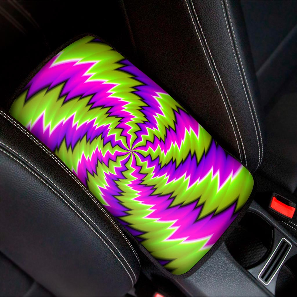 Green Vortex Moving Optical Illusion Car Center Console Cover