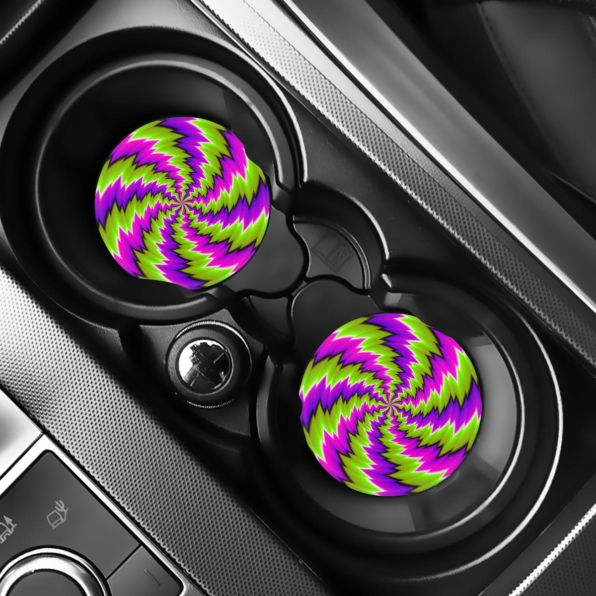 Green Vortex Moving Optical Illusion Car Coasters