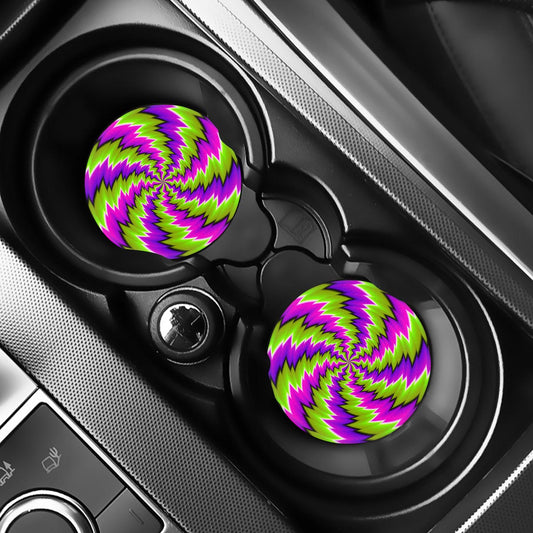 Green Vortex Moving Optical Illusion Car Coasters