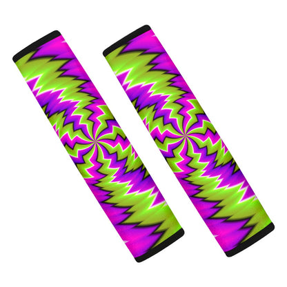 Green Vortex Moving Optical Illusion Car Seat Belt Covers