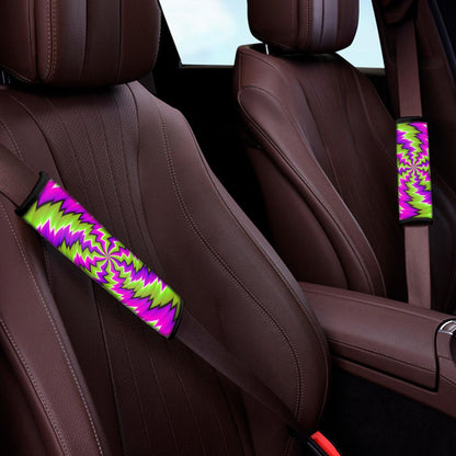 Green Vortex Moving Optical Illusion Car Seat Belt Covers