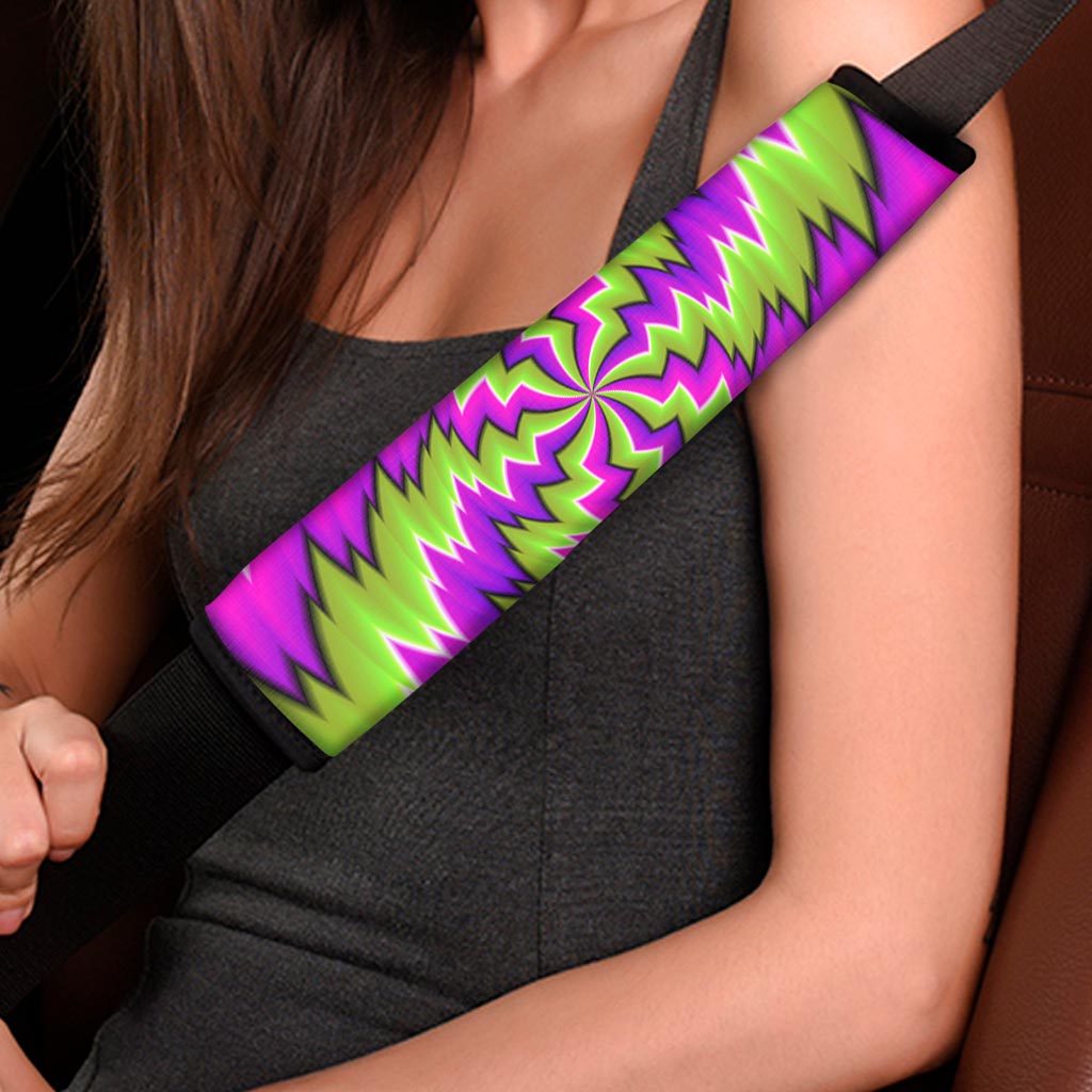 Green Vortex Moving Optical Illusion Car Seat Belt Covers