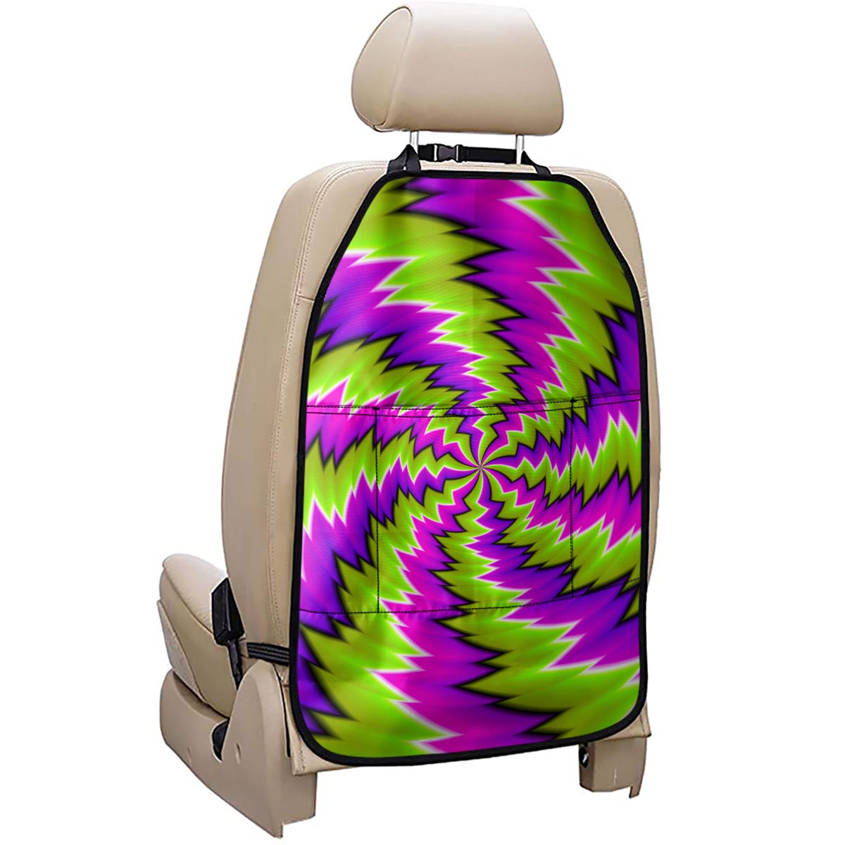 Green Vortex Moving Optical Illusion Car Seat Organizers