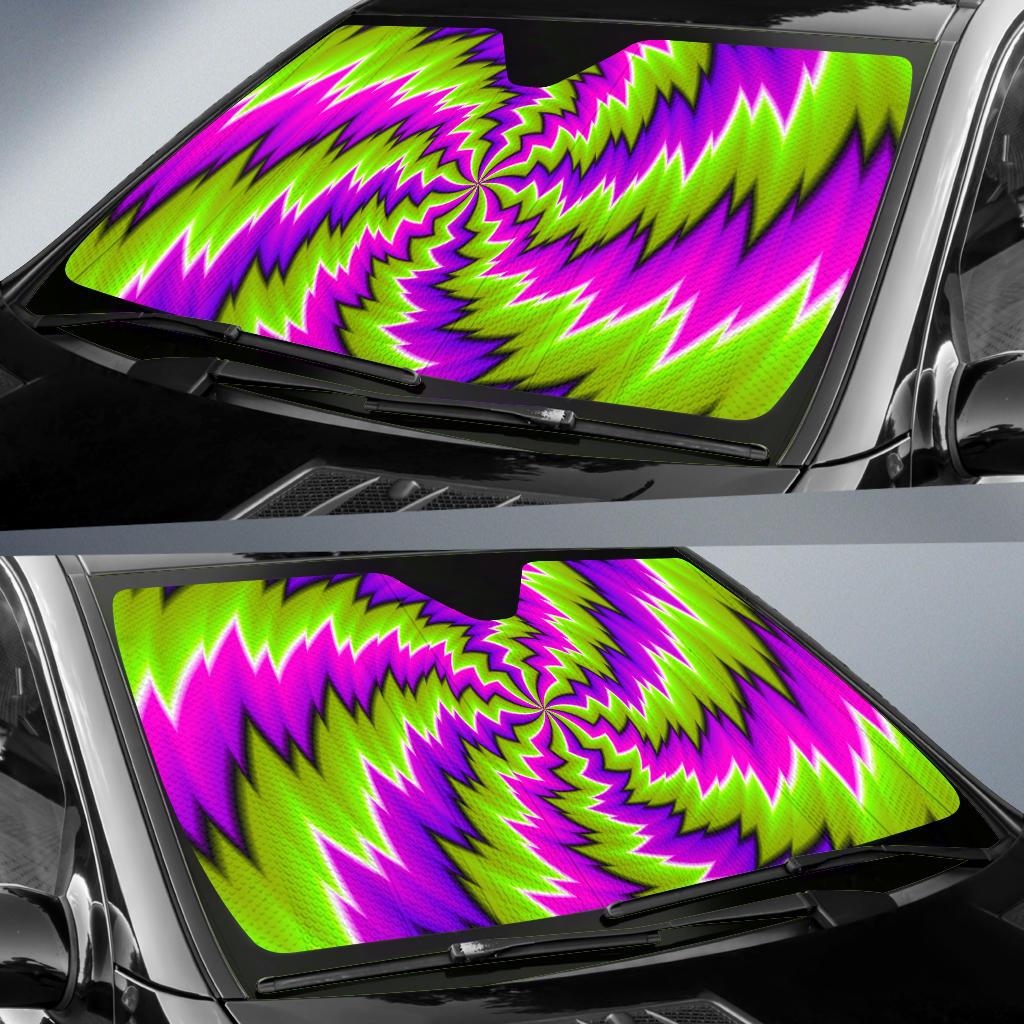 Green Vortex Moving Optical Illusion Car Sun Shade GearFrost