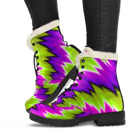 Green Vortex Moving Optical Illusion Comfy Boots GearFrost
