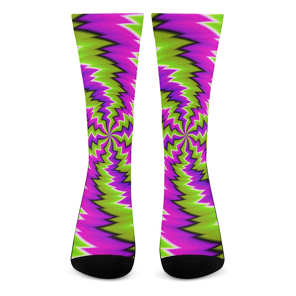 Green Vortex Moving Optical Illusion Crew Socks