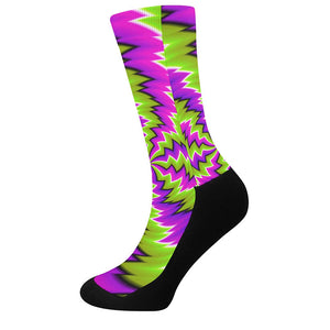 Green Vortex Moving Optical Illusion Crew Socks