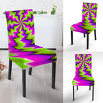 Green Vortex Moving Optical Illusion Dining Chair Slipcover