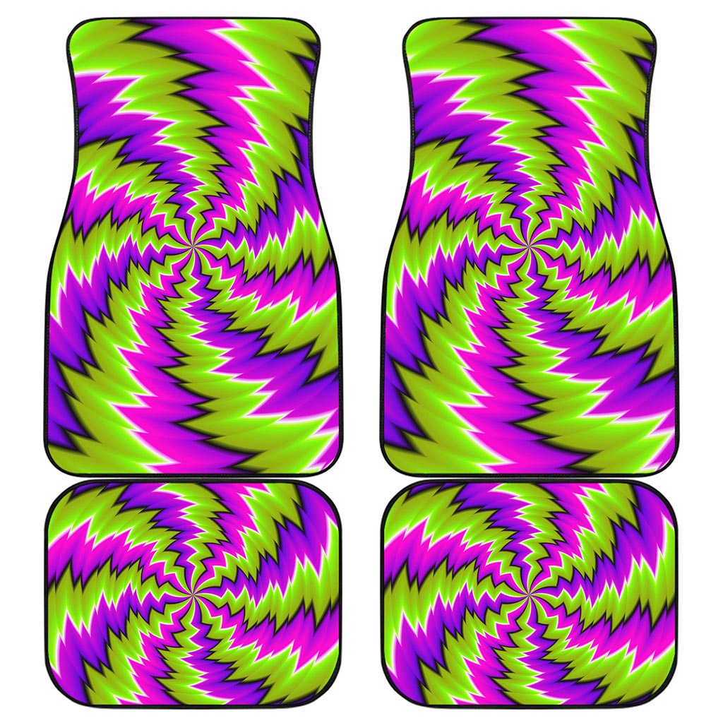 Green Vortex Moving Optical Illusion Front and Back Car Floor Mats