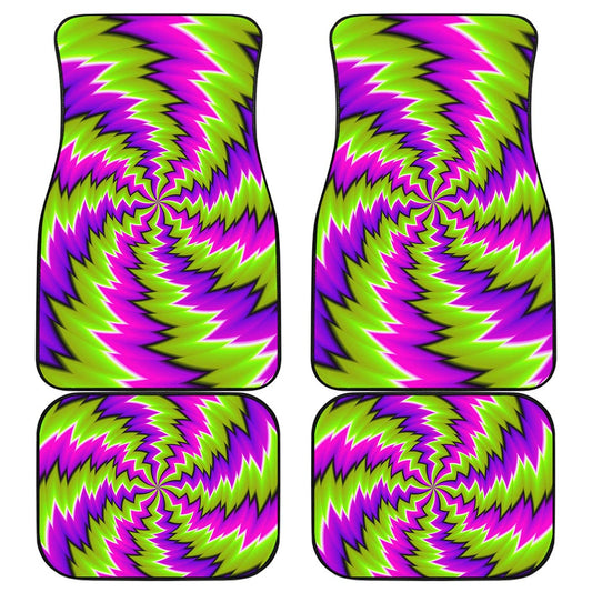 Green Vortex Moving Optical Illusion Front and Back Car Floor Mats