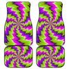 Green Vortex Moving Optical Illusion Front and Back Car Floor Mats