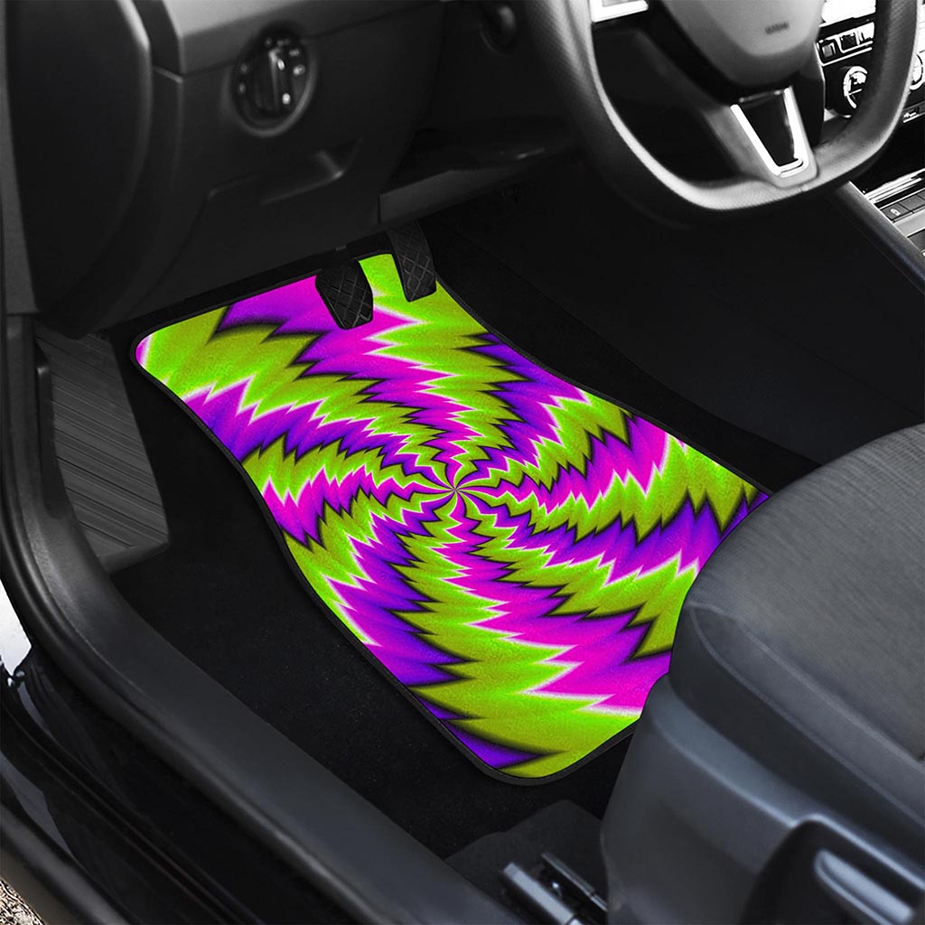 Green Vortex Moving Optical Illusion Front and Back Car Floor Mats