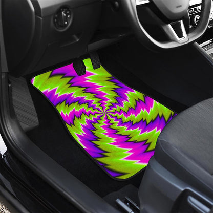 Green Vortex Moving Optical Illusion Front and Back Car Floor Mats