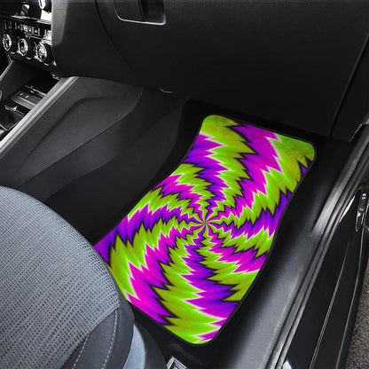 Green Vortex Moving Optical Illusion Front and Back Car Floor Mats