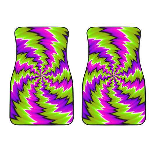 Green Vortex Moving Optical Illusion Front Car Floor Mats