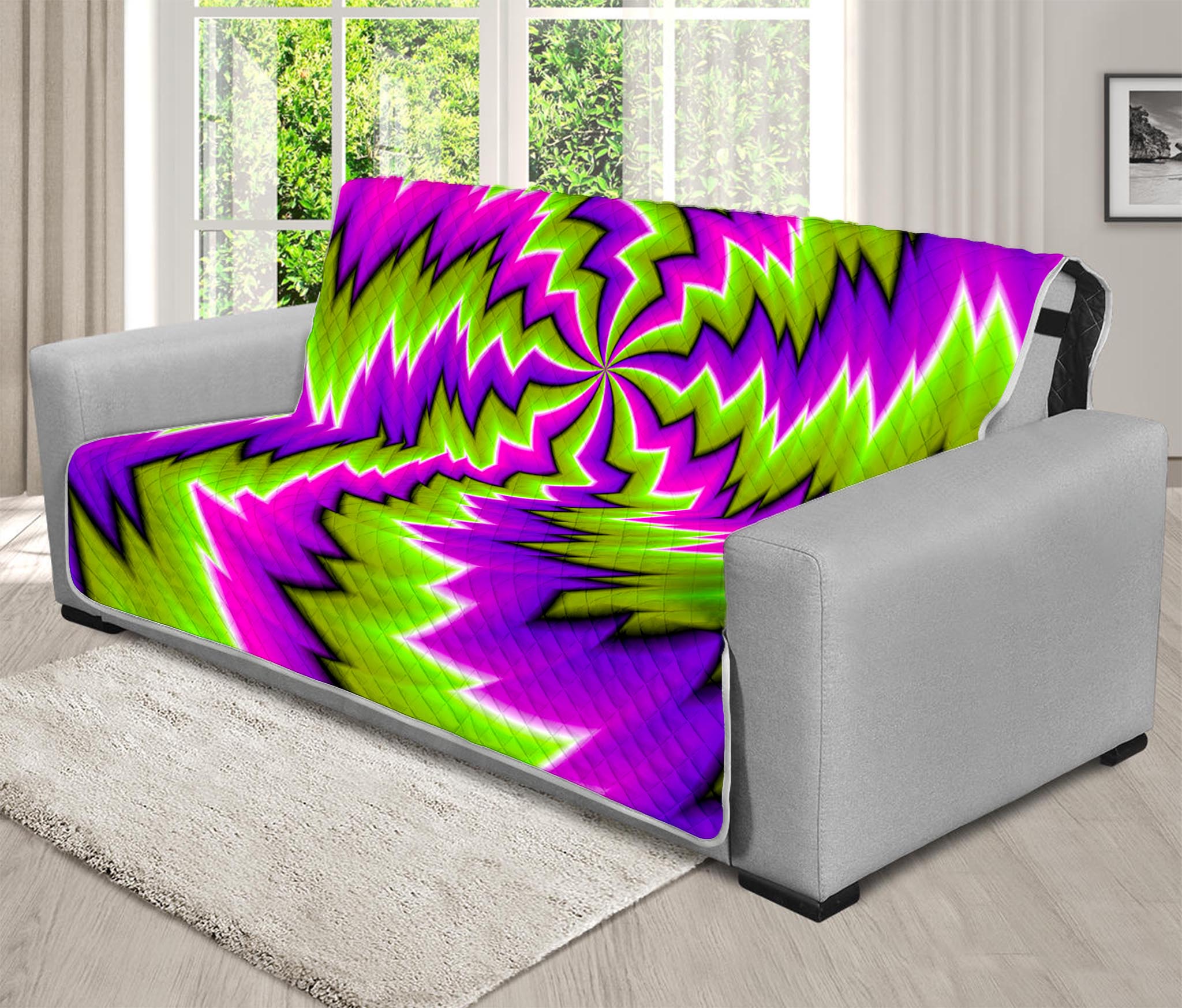 Green Vortex Moving Optical Illusion Futon Protector