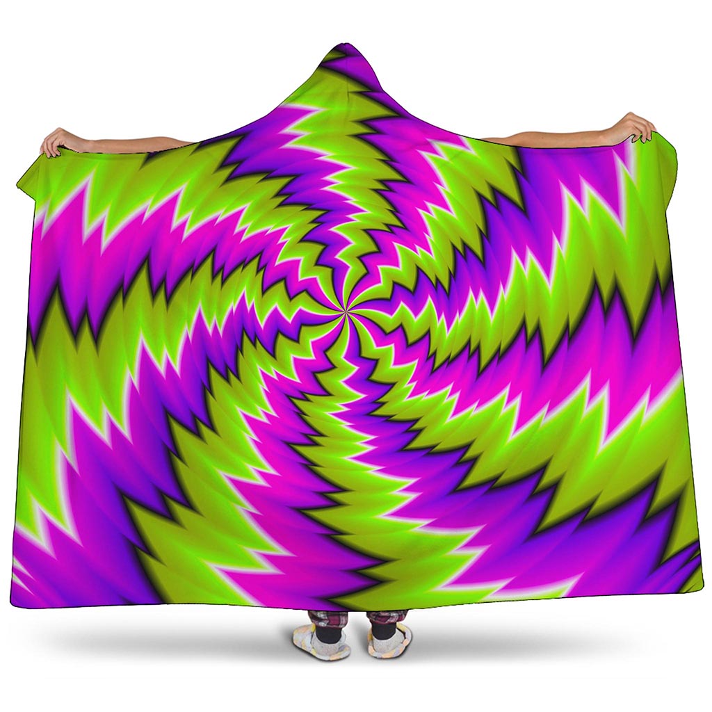Green Vortex Moving Optical Illusion Hooded Blanket
