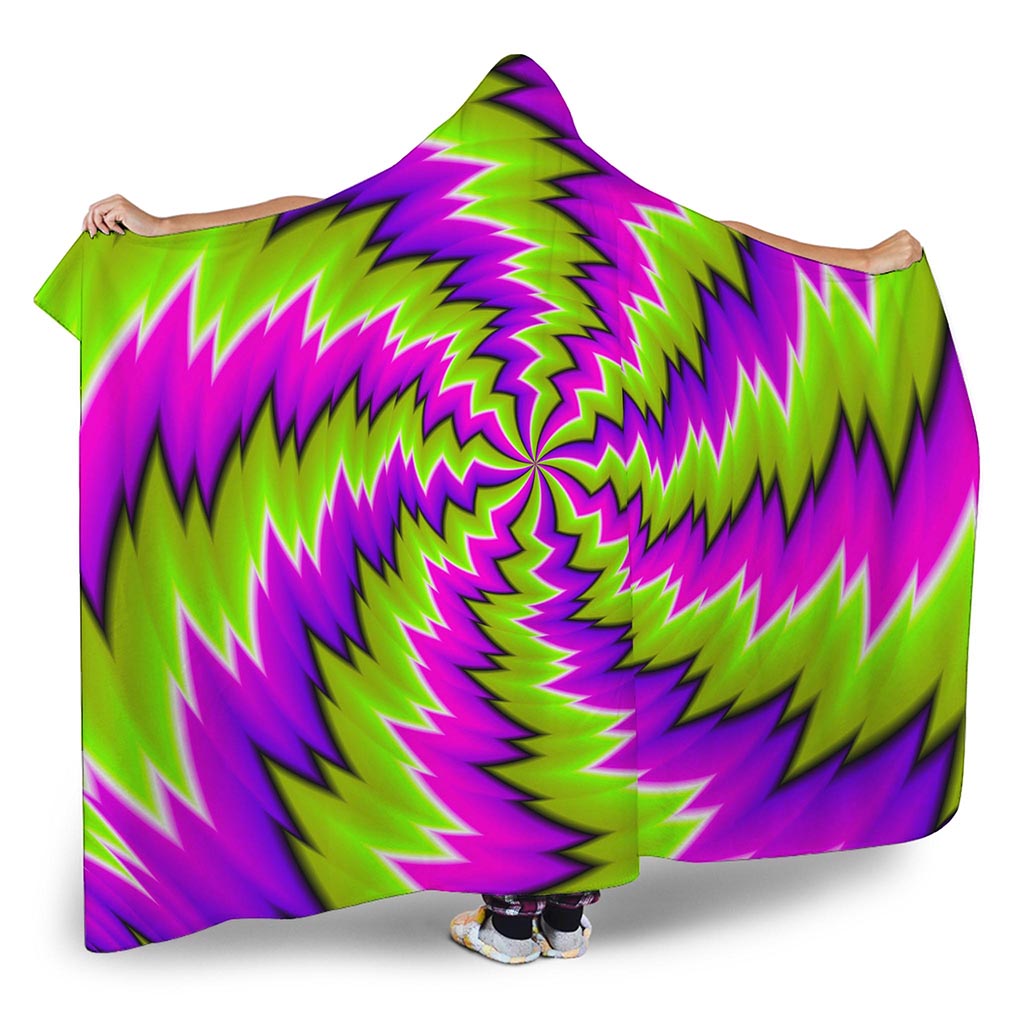 Green Vortex Moving Optical Illusion Hooded Blanket