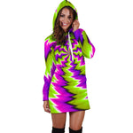 Green Vortex Moving Optical Illusion Hoodie Dress GearFrost