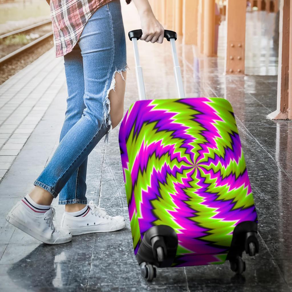 Green Vortex Moving Optical Illusion Luggage Cover GearFrost