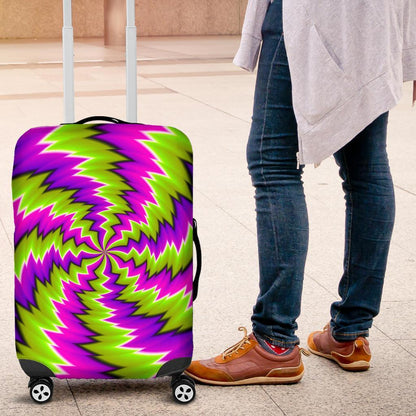 Green Vortex Moving Optical Illusion Luggage Cover GearFrost