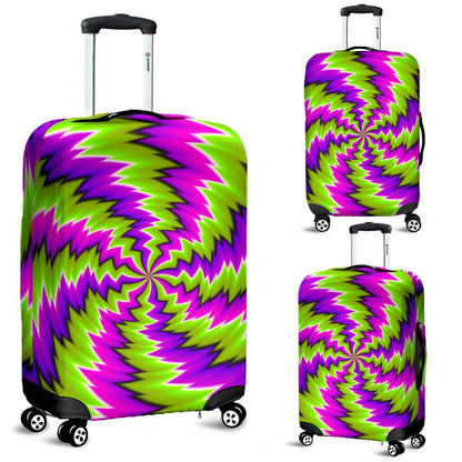 Green Vortex Moving Optical Illusion Luggage Cover GearFrost
