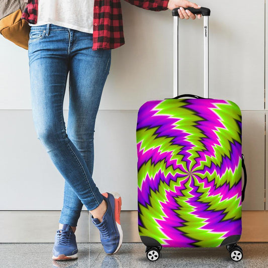 Green Vortex Moving Optical Illusion Luggage Cover GearFrost
