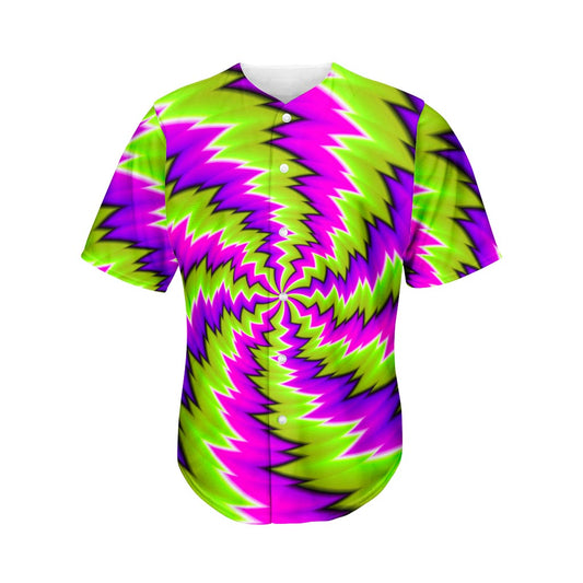 Green Vortex Moving Optical Illusion Men's Baseball Jersey
