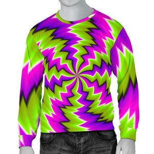 Green Vortex Moving Optical Illusion Men's Crewneck Sweatshirt GearFrost